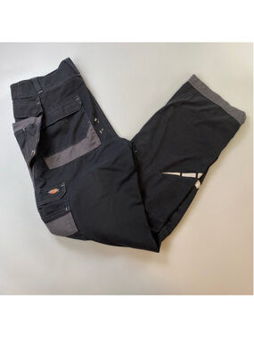 Dickies Pants Black Men’s 32 x 34 Ripstop Thrashed Workwear Double Knee Cargo